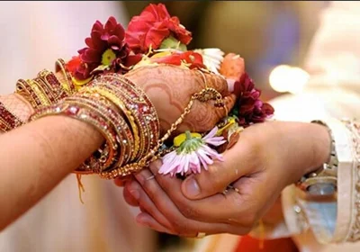 Muslim couple at nikah wedding ceremony